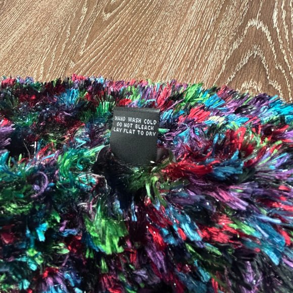 Cejon Shaggy Faux-Fur Scarf Jewel-tone Black Wrap Very Soft 70 Inch - Picture 4 of 7